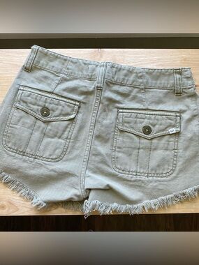 Rip Curl khaki Green cargo jean Shorts with frayed hem